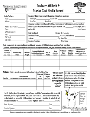 Producer Affidavit and Market Goat Health Record