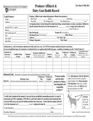 Dairy Goat Health Record Producer Affidavit