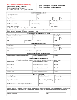 Business Cash Advance Application Form