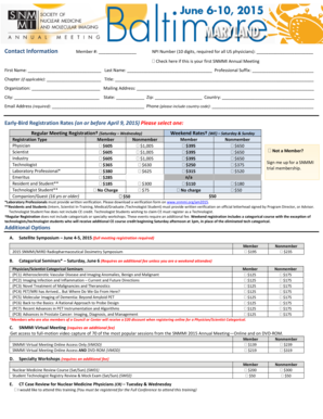 SNMMI Annual Meeting 2015 Registration Form