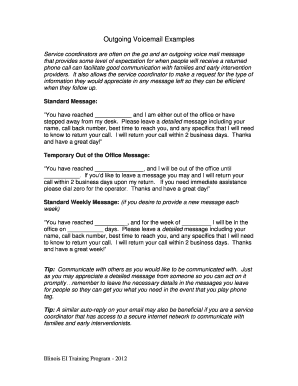 Outgoing Voicemail Templates for Service Coordinators