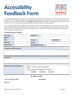 Scotiabank Convention Centre Accessibility Feedback Form