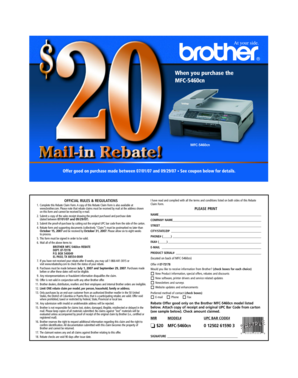 Brother MFC-5460cn Rebate Form