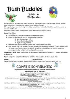 Bush Buddies Competition Form