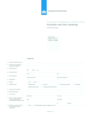Formulier voor mvv-verlening