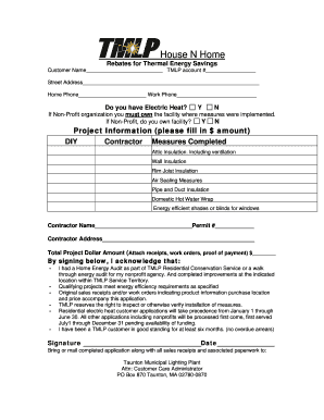 TMLP Thermal Energy Savings Rebate Form