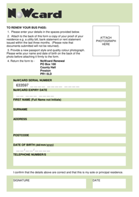 UK Bus Pass Renewal Form