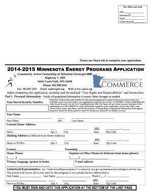 2014-2015 Minnesota Energy Programs Application