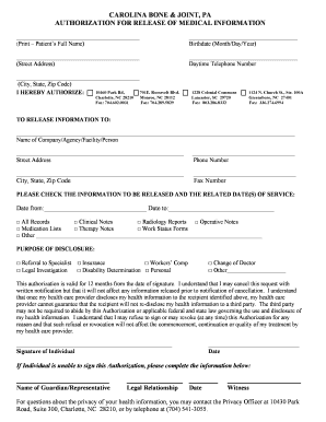 Authorization for Release of Medical Information