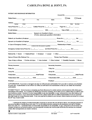 Patient and Insurance Information Form