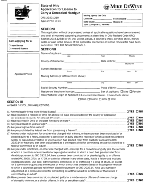 Ohio Concealed Handgun License Application