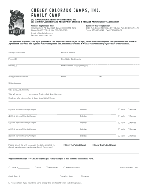 Cheley Colorado Camps Family Camp Application