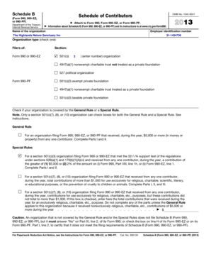 Schedule B Form 990 Contributor Information