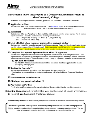 Concurrent Enrollment Agreement Form