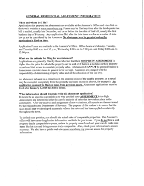 Massachusetts Property Tax Abatement Application