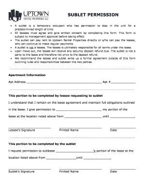 Sublet Permission Form