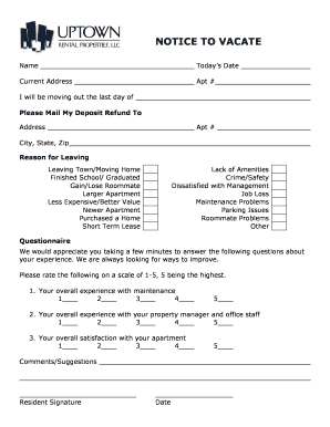 Notice to Vacate