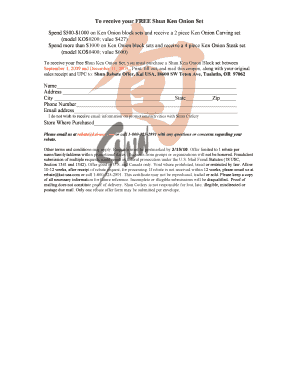 Shun Ken Onion Set Rebate Form