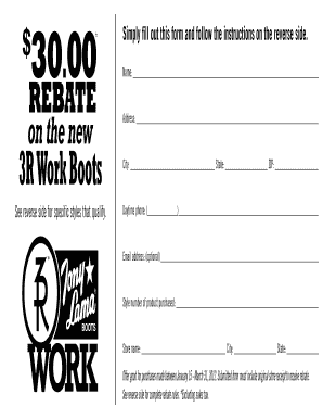 Tony Lama 3R Work Boots Rebate Form