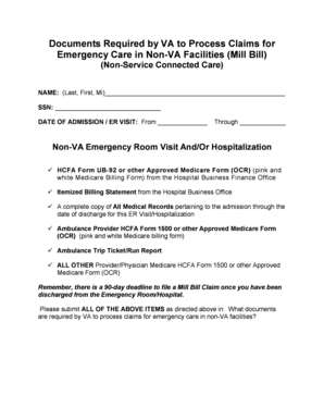VA Emergency Care Claim Form