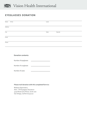 Vision Health International Eyeglasses Donation Form