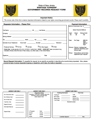 New Jersey Government Records Request Form