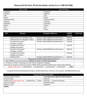 Software Order Form
