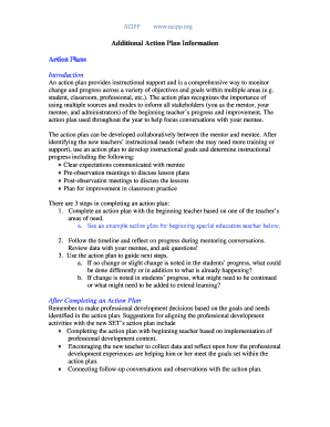 Special Education Teacher Action Plan