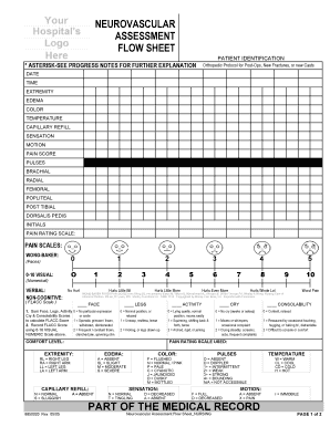 Neurovascular Assessment Flow Sheet