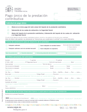Solicitud de pago único de la prestación contributiva