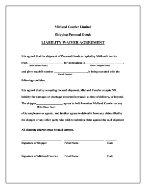 Midland Courier Liability Waiver Agreement