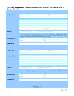 UK Landlord Application Form