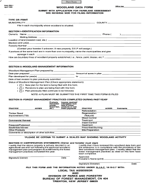 New Jersey Woodland Data Form