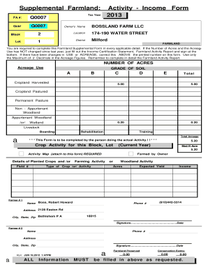 Supplemental Farmland Activity Income Form