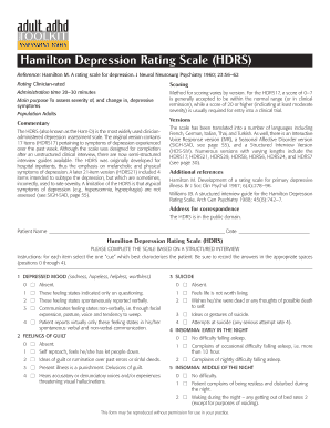 Hamilton depression scale printable version