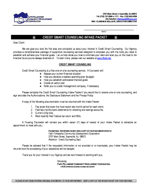 Credit Smart Counseling Intake Packet