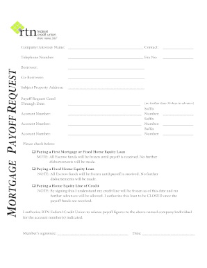 Mortgage Payoff Request Form