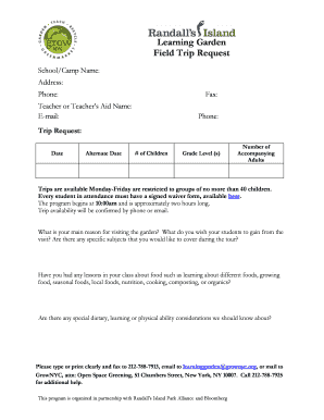 Learning Garden Field Trip Request