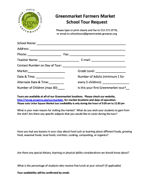 Greenmarket Farmers Market School Tour Request