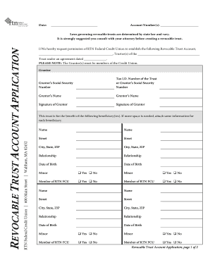 Revocable Trust Account Application