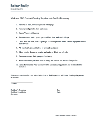BBC Contract Cleaning Requirements