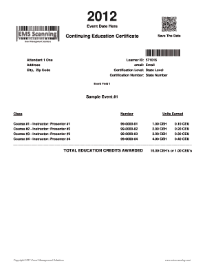 Continuing Education Certificate