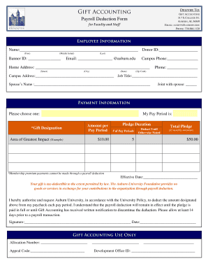 Auburn University Payroll Deduction Form