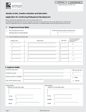 Application for Continuing Professional Development