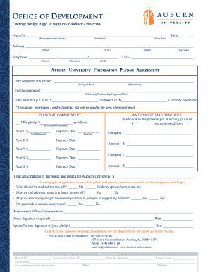 Auburn University Foundation Pledge Agreement