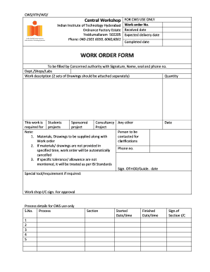 Work order format - work order mech