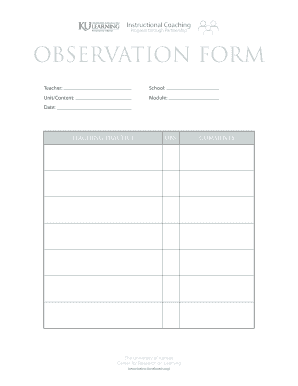 Instructional Coaching Observation Form