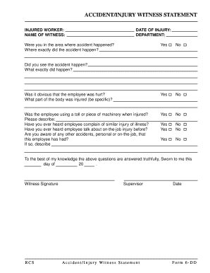 Accident Injury Witness Statement Form