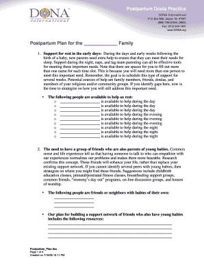 Postpartum Plan Template