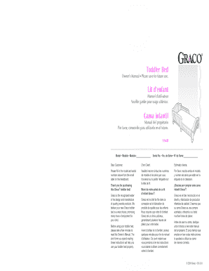 Graco Toddler Bed Product Registration Card